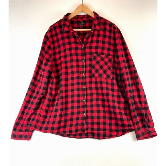 G21 Tops - G21 Women's Long Sleeve Flannel Red & Black Plaid Shirt Size XL